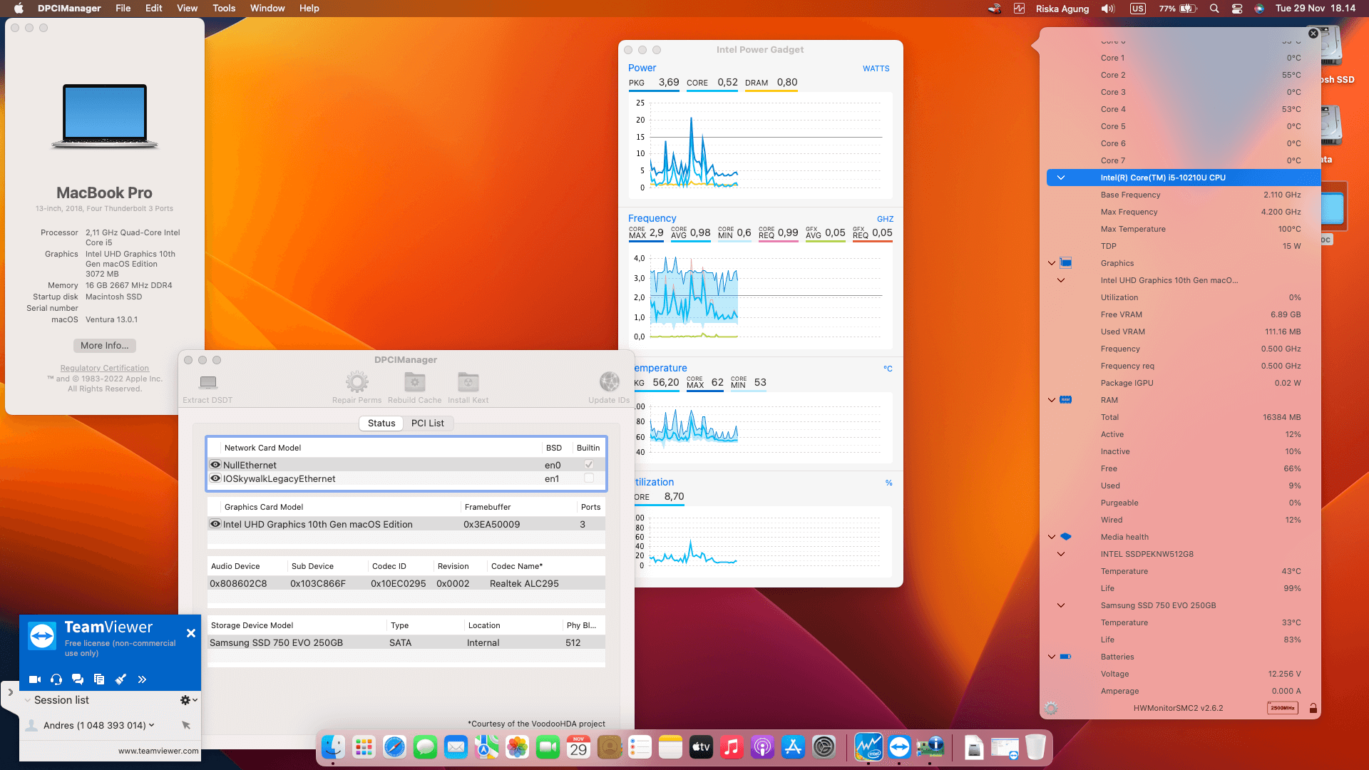 Success Hackintosh macOS Ventura 13.0.1 Build 22A400 in HP Pavilion X360 14-DH1003TX
